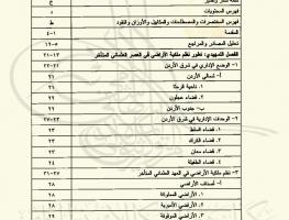 ملكية الأراضي وتطور نظمها في إمارة شرق الأردن 1921- 1946م ( فهرس المحتويات 1)